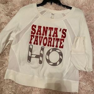 Santa’s favorite HO sweatshirt glitter xmas funny
